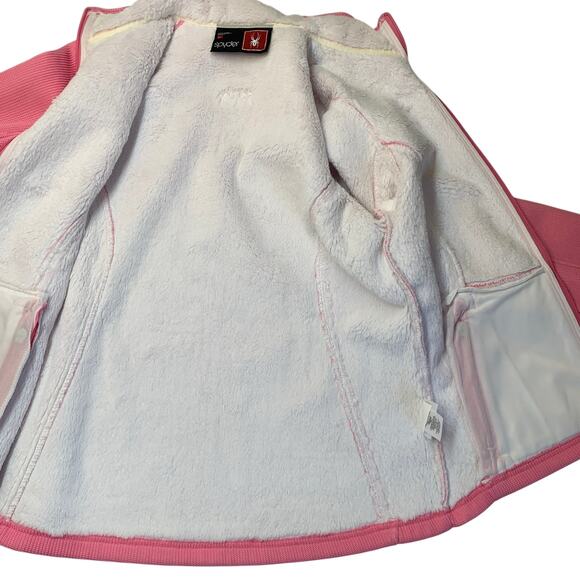Spyder Core Sweater Fleece Lined Jacket Women's L Pink Full Zip Warm Winter - Picture 3 of 12